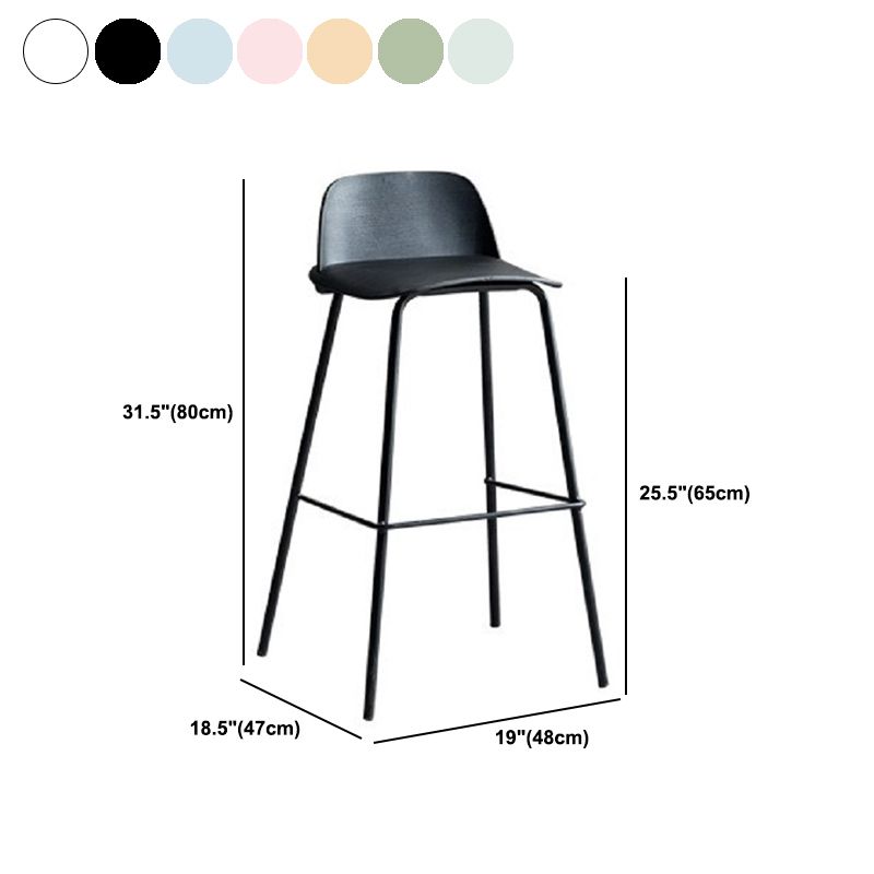 Plastic Scandinavian Bar Stools Low Back Barstool with 4 Iron Legs