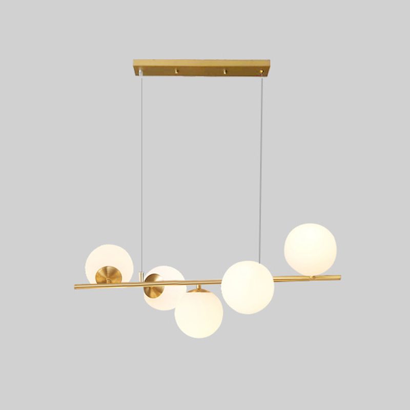 Nordic Round Island Lighting Fixture Glass Dinning Room Island Ceiling Light in Gold