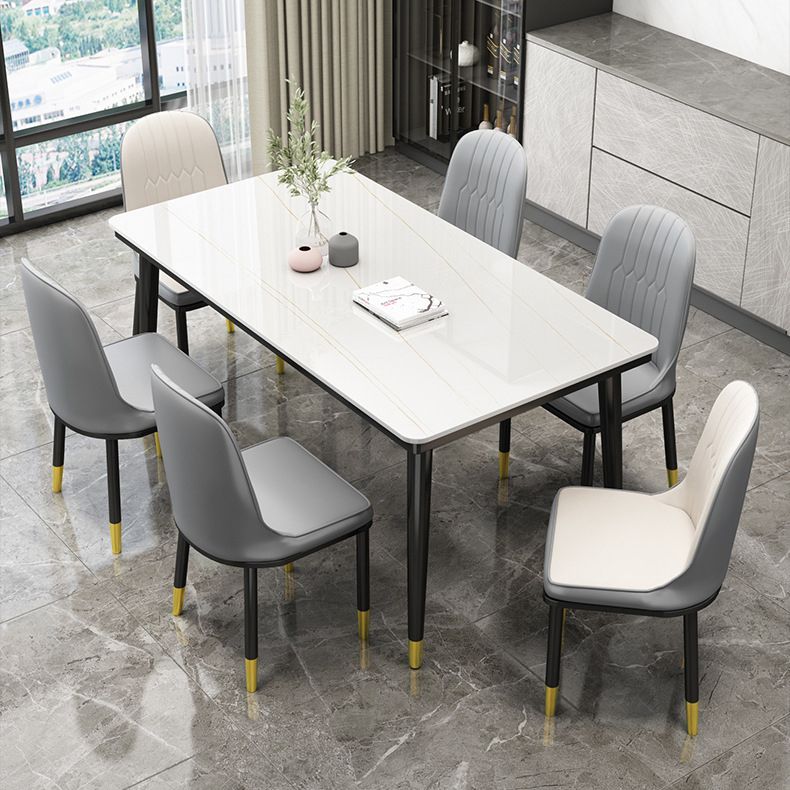 Simple Sintered Stone Top Dining Table Rectangle Shape Standard Dining Table for Kitchen