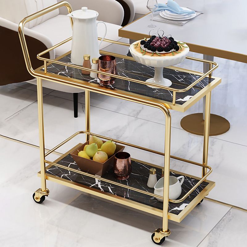 Modern 33.86"H Rolling Prep Table Rectangular Metal Prep Table for Home Use