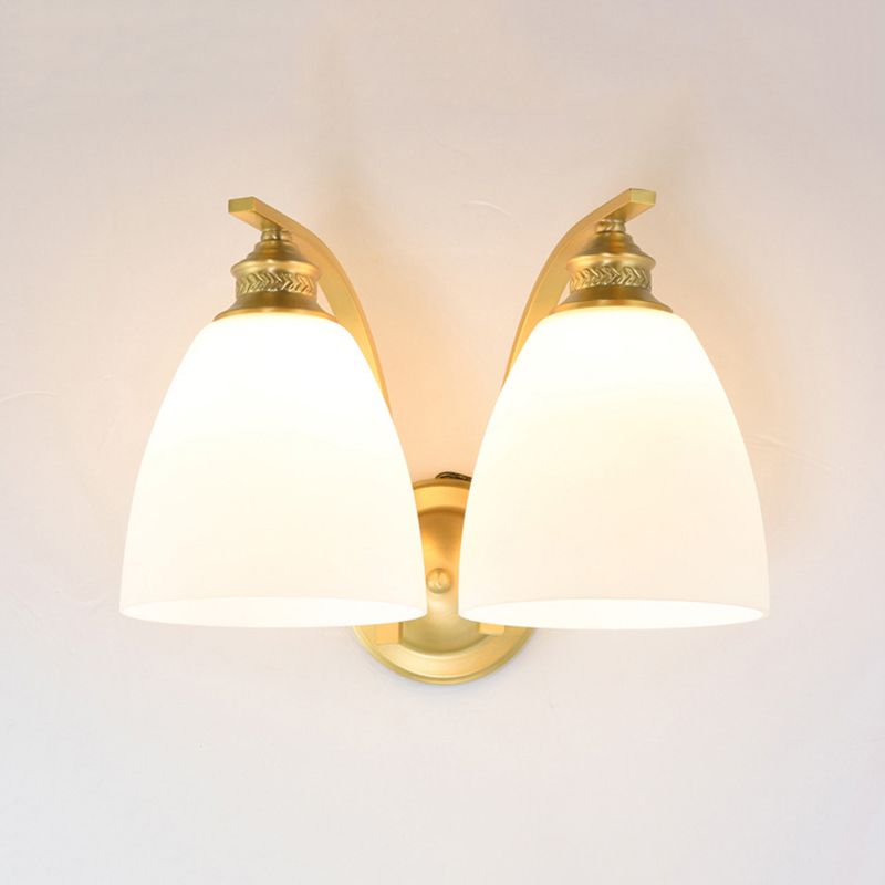 Modern Bell Vanity Lamp Glass Vanity Wall Lights in White for Bathroom