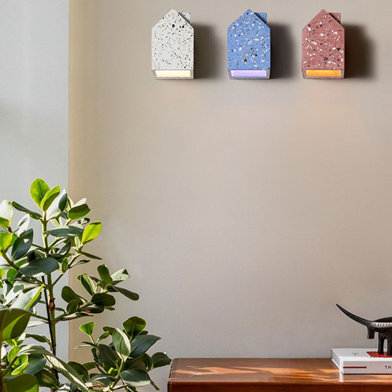 Nordic Cement Wall Light House Shape Colorful Wall Sconce for Living Room