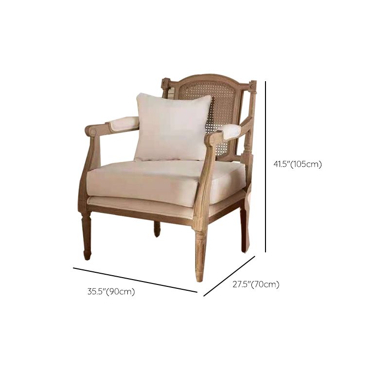 Solid Wood Tropical Sofa with Loose Back and Square Arm in Linen