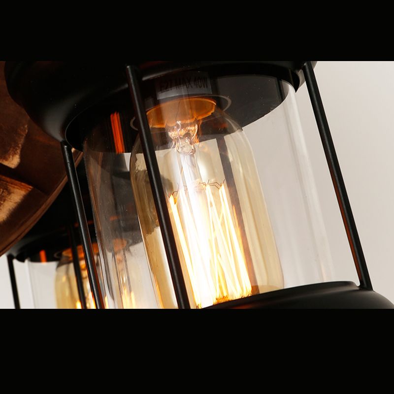 Luces de techo de techo de madera de araña de instrumentos de instrumentos de estilo industrial retro para restaurante