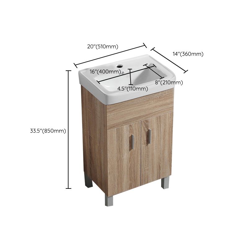 Mirror Vanity Wood Freestanding Rectangle 2 Doors Bathroom Vanity with Single Sink