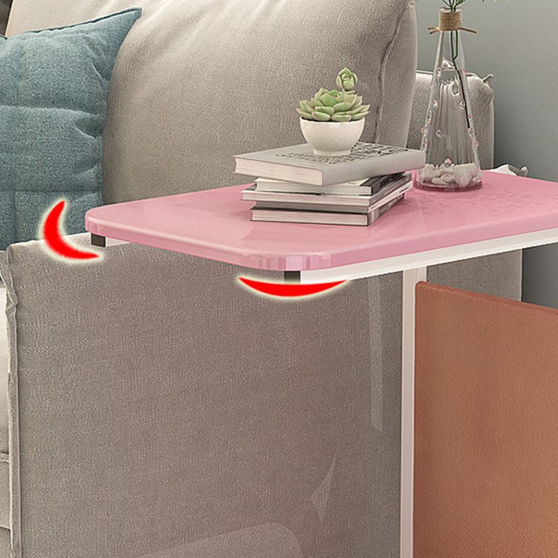17.7" W Rectangular Side Table with Casters Modern Simple 1 - Shelf End Table