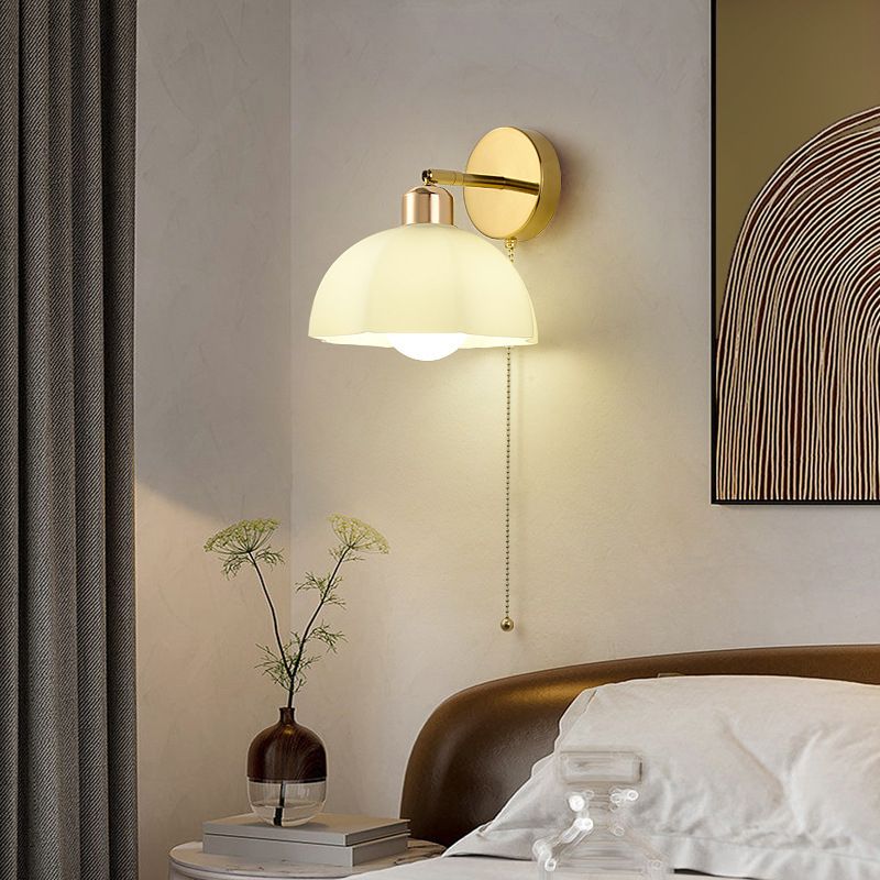Single White Contemporary Shaded Metallic Wall Mounted for Bedroom