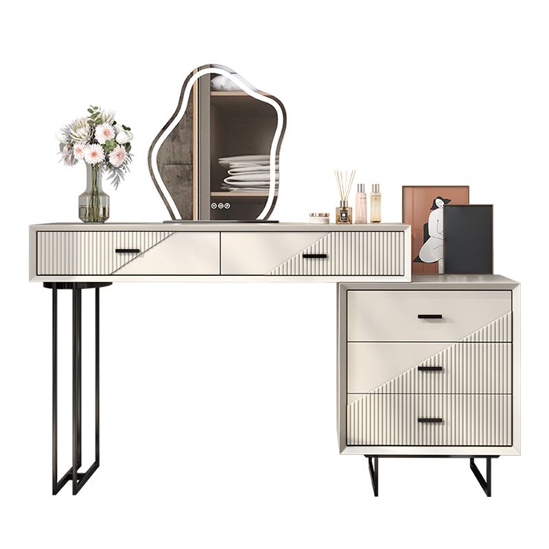 Scandinavian Stone White Vanity Desk 5-Drawers Vanity Dressing Table