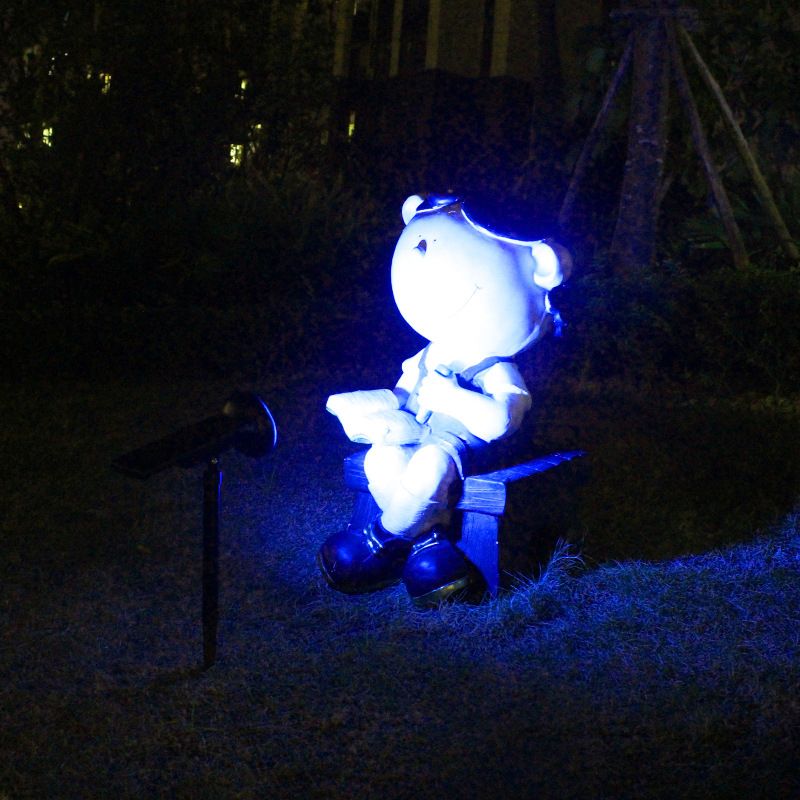 Round LED Lawn Lighting Simplicity Plastic Black Solar Stake Spotlight for Outdoor, 5 Pcs