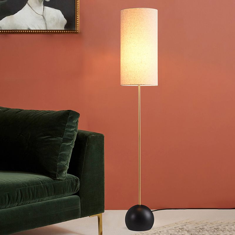 Lámpara de pie de la sala de estar de 1 luz Minimalismo Luce/beige Luz de pie con sombra de tela cilíndrica
