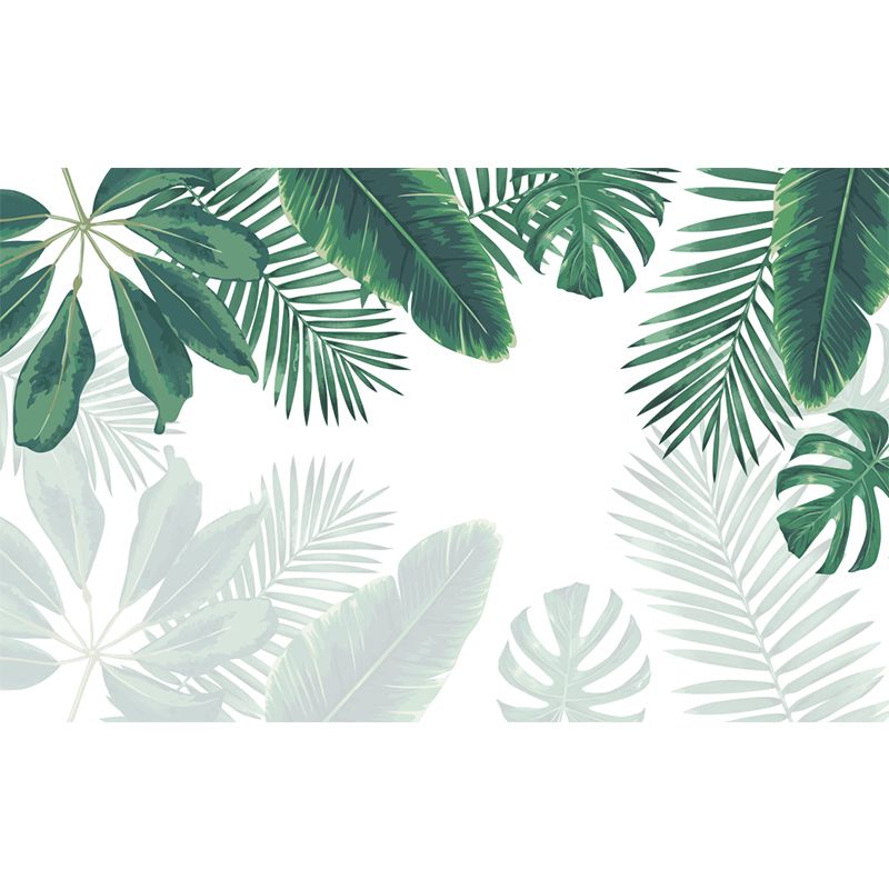 Large Plant Wallpaper Mural Tropical Leaves Wall Decoration in Green for Dorm Room