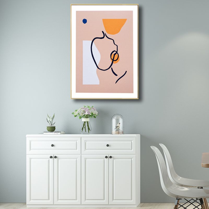 Minimalistischer abstrakter Figuren-Zeichnungs-Kunstdruck, pastellfarbene, strukturierte Wanddekoration für Zuhause