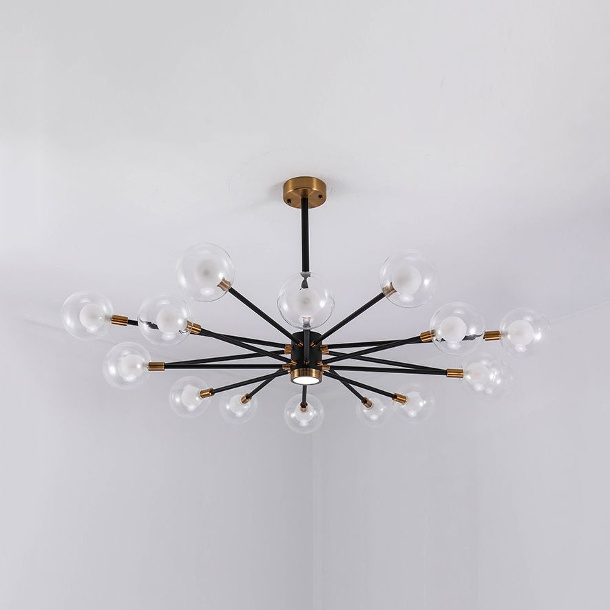 10/12/16 Heads Sky Bang Suspension Light Modern Clear/White Glass and Metal Chandelier with Ball Shade for Foyer
