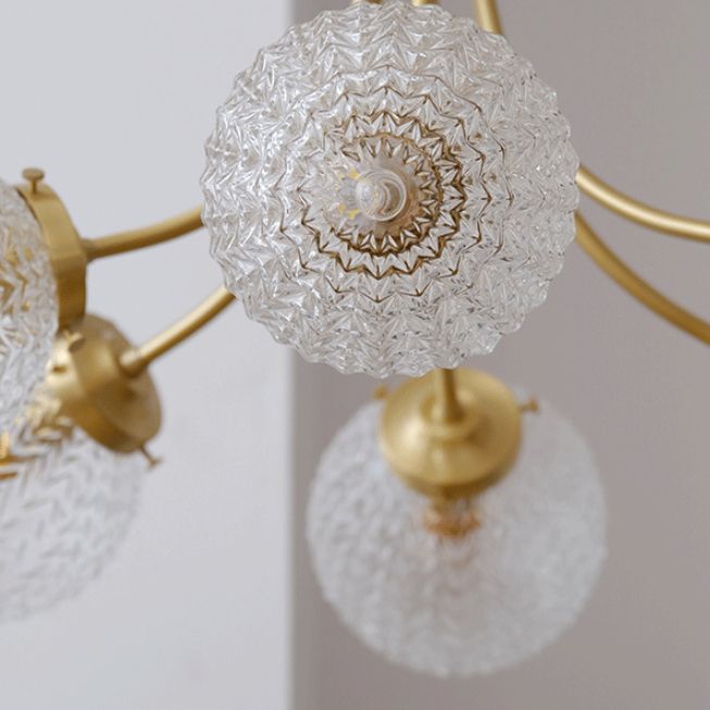 Ball Shape Glass Flush Mount Light Modern Style Multi Lights Ceiling Mount Light in Gold