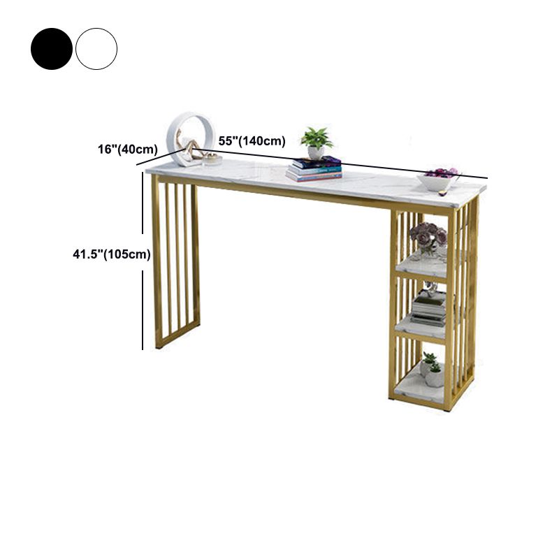 Faux Marble Counter Height Bar Table Glam Metal Base Counter Wine Table
