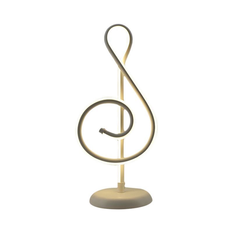 Black/White/Gold Musical Note Desk Lamp Minimalism LED Metal Night Table Lighting with Round Pedestal in Warm/White Light
