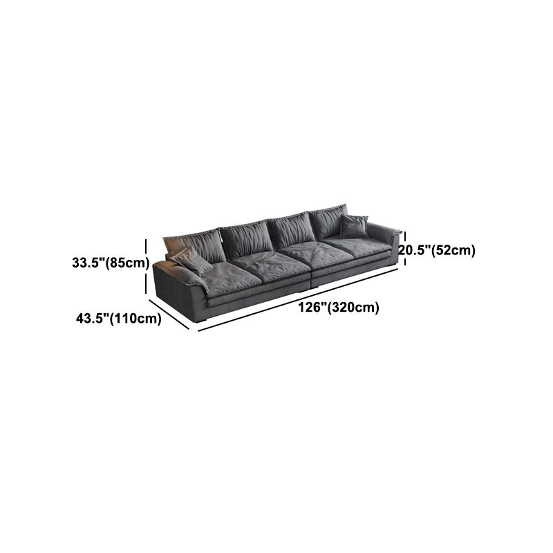 Square Arm Dark Gray Removable Cushions Contemporary Faux Leather Sofa