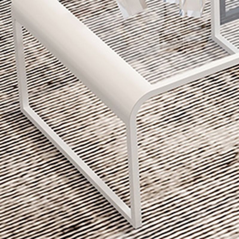 Glass Top Cocktail Table Square Open Shelf Minimalist Coffee Table