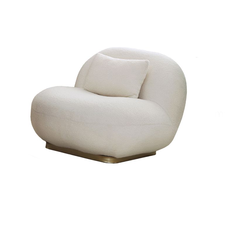 Beige Scandinavian Curved Sofa Tight Back Couch with Tuxedo Arm