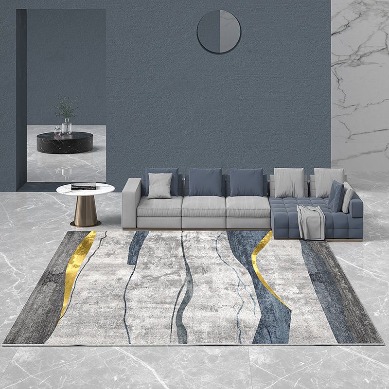 Orange Modern Rug Polyester Graphic Rug Non-Slip Backing Rug for Living Room