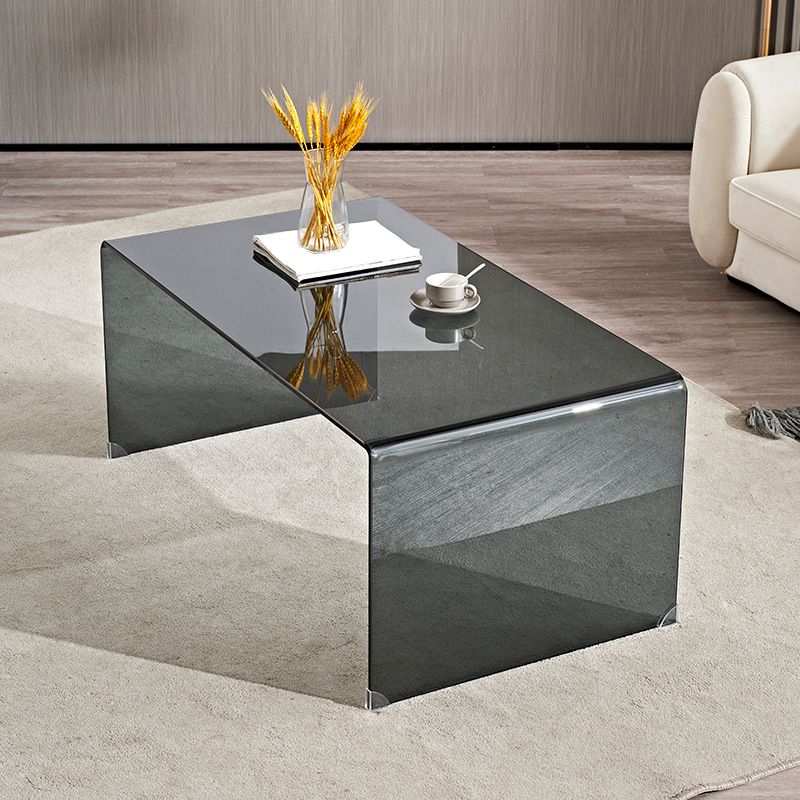 Sled Single Coffee Table Glass Modern Black/White Open Shelf Cocktail Table