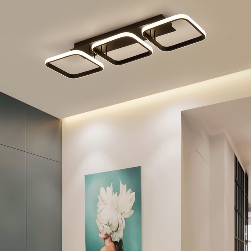 Illuminazione a soffitto quadrata nera Lampada da soffitto a semi-incasso in metallo nordico a LED