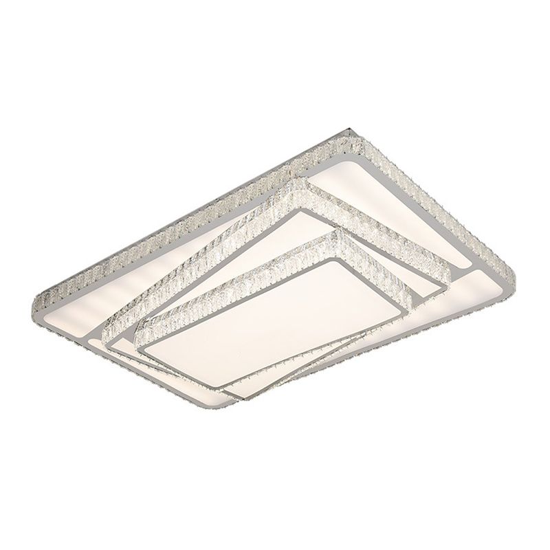 LED Flush Ceiling Licht Zeitgenössische Gestapelte Kristallrechtecke Flushmount Lighting in Weiß