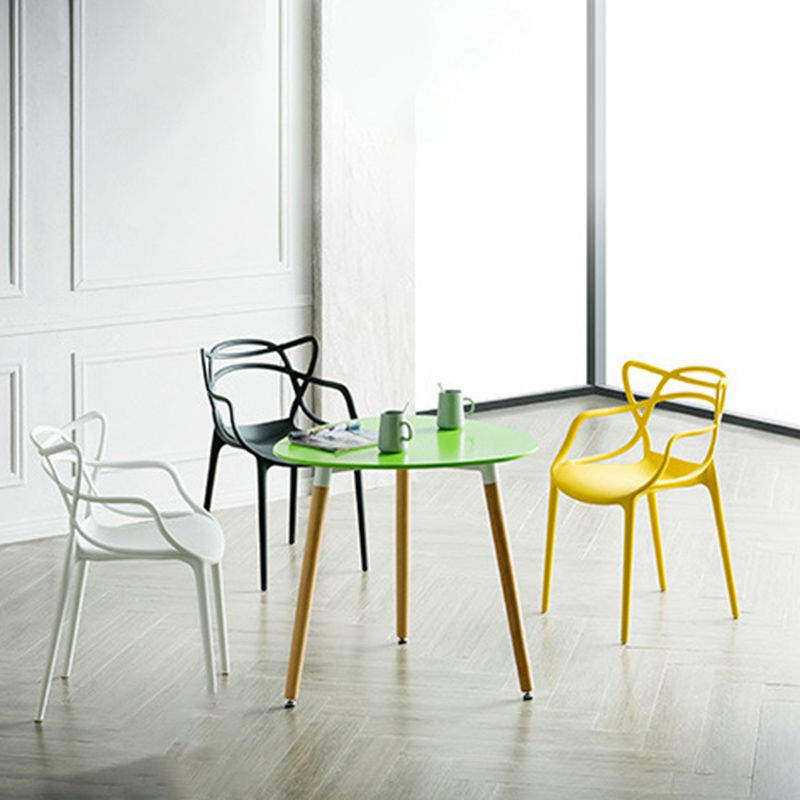 Nordic Arm Side Chairs Open Back Chairs with Plastic Legs for Home Use
