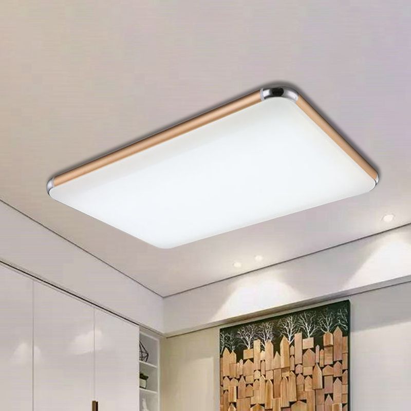 Ultradun vierkant/rechthoekig inbouwlicht Minimalistisch goud LED-plafondinbouw voor slaapkamer met acrylverspreider, 12"/18"/20,5" breed