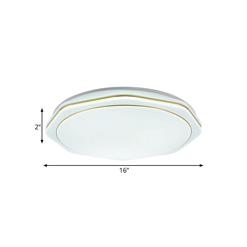 White Geometry Ceiling Mounted Lamp Modern 16"/19.5" W LED Acrylic Flushmount Lighting for Bedroom