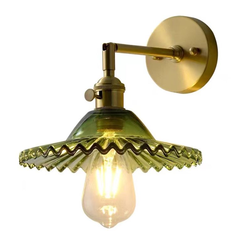 Metal Modern Wall Sconce Flower Shape Sconce Lights with Glass Shade for Bedroom