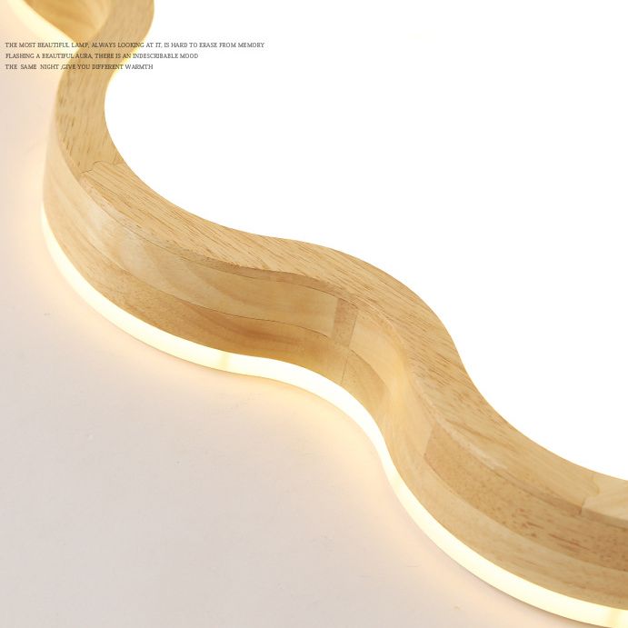 Nordic Style Wood Flush Mount Ceiling Lamp Cartoon Shape LED Flush Mount Lighting for Kids Bedroom