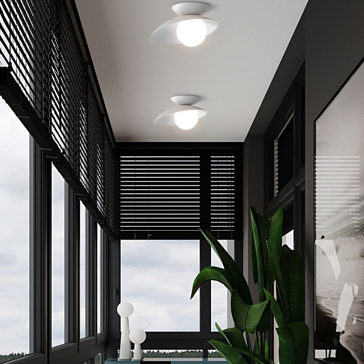 Single Black Flush Mount Lighting Unique Metal LED Ceiling Light