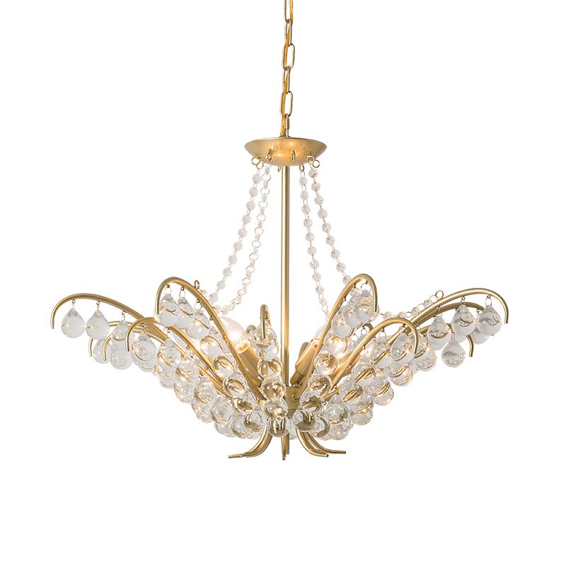 Chandelier de plafond de bougie traditionnelle 6 lumières LAMPE SUSPENSION CRISTAL CRISTAL EN GOL pour le salon