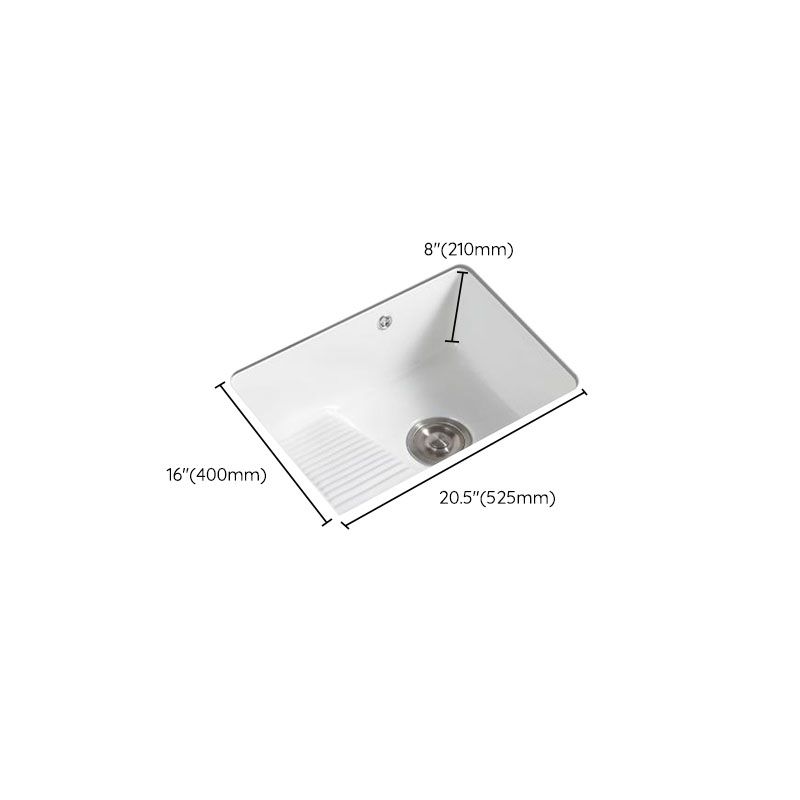 Traditional Undermount Vanity Sink Porcelain Rectangular with Overflow Basin Sink