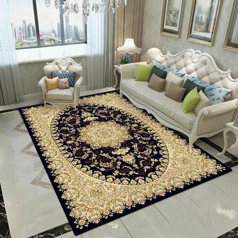 Dark Red Carpet Polyester Graphic Carpet Washable Area Carpet for Living Room