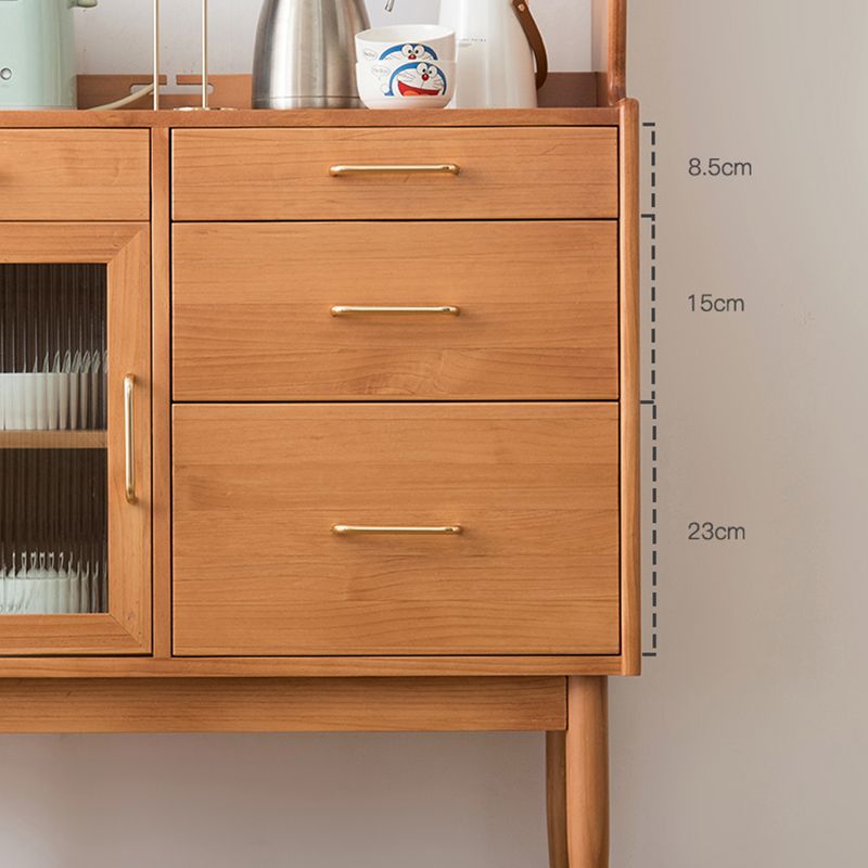 Contemporary China Cabinet Wooden Glass Doors Dining Hutch with Drawers