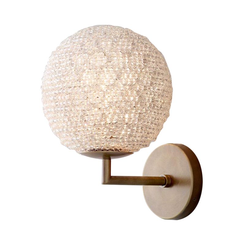 Countryside Globe Sconce Light Fixture 1 Light Crystal Wall Mounted Lamp in Silver/Gold for Bedroom