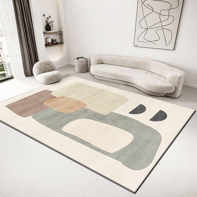 Grey Contrast Color Rug Polyester Modern Area Rug Washable Rug for Living Room