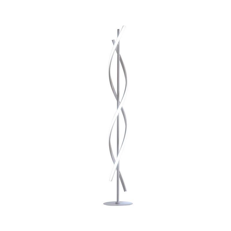 Spiralförmige Bodenlicht Einfachheit Metallic Schwarz/Weiß LED Stand -up -Lampe in warmem/weißem Licht für Schlafzimmer