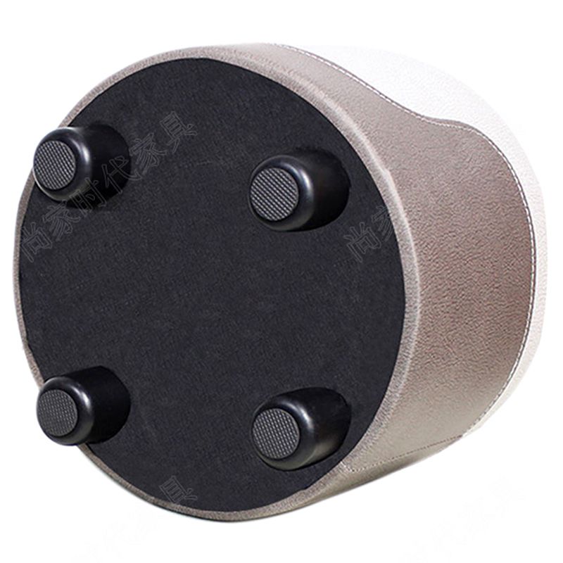 Modern Contrast Color Pouf Chair Round Cotton Stain Resistant Footstool Ottoman