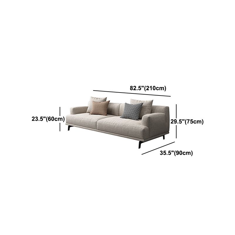 Faux Leather and Cotton Blend Recessed Arm Furniture Sectionals in Beige