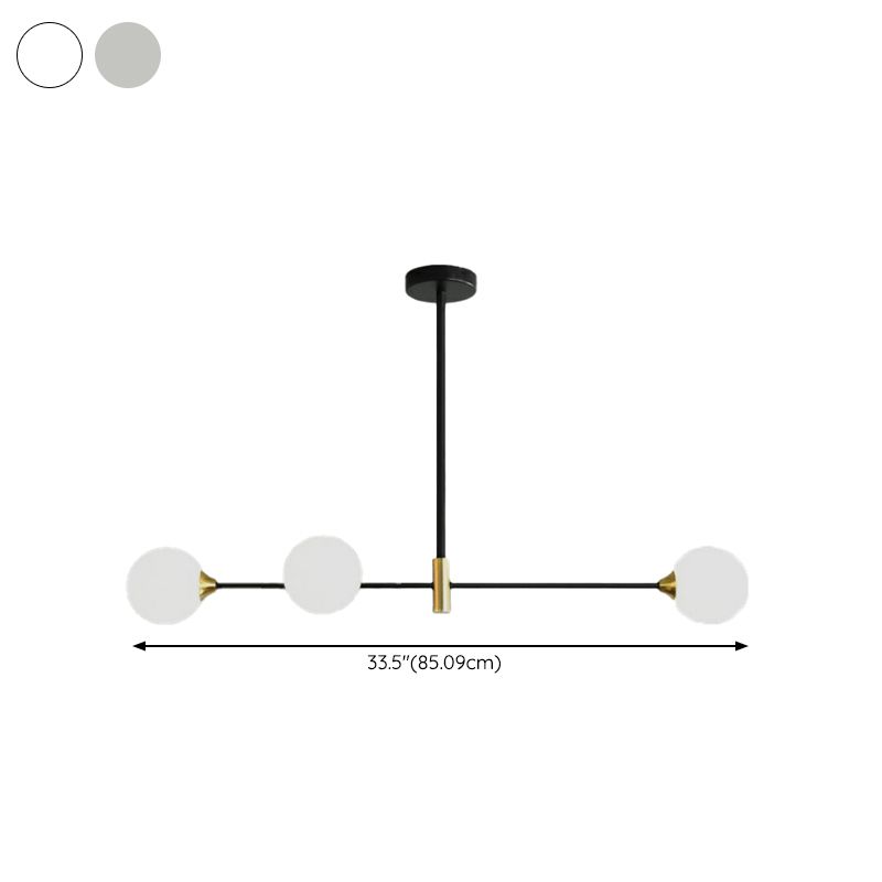 Linear Ceiling Pendant Light Minimalist Glass Hanging Lamp in Black