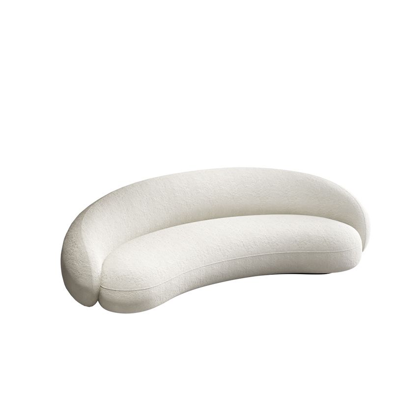 Scandinavian Sofa Fabric White Living Room Tuxedo Arm Cushions Curved Settee