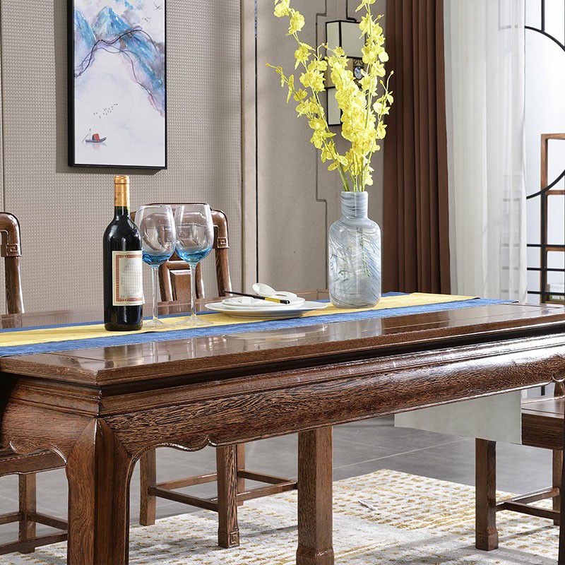 Traditional Style Solid Wood Dining Room Set with Fixed Rectangle Shape Table and 4 Legs Base