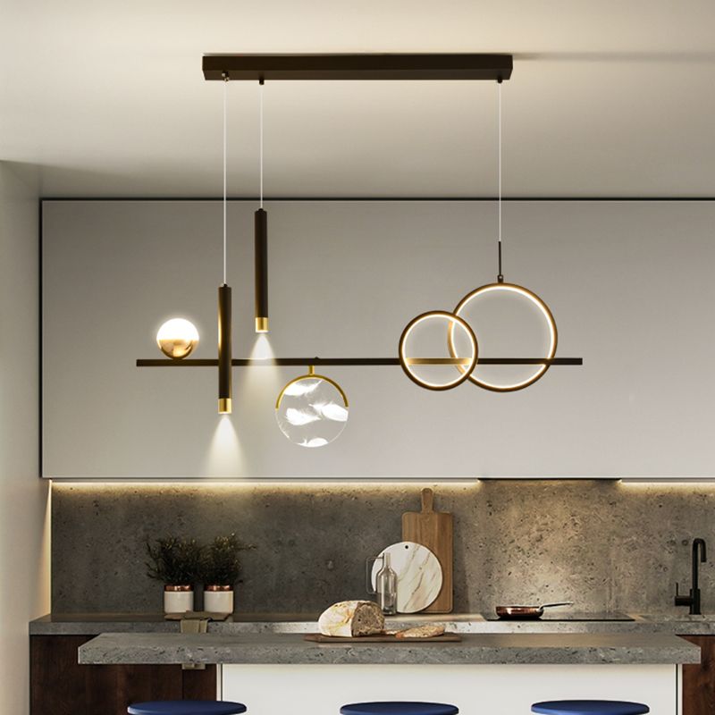 Modern Straight Bars Island Chandelier Lights Metal Island Lighting