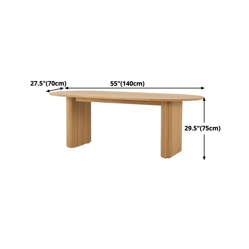 Mesa moderna de doble pedestal oval de madera de madera con madera maciza