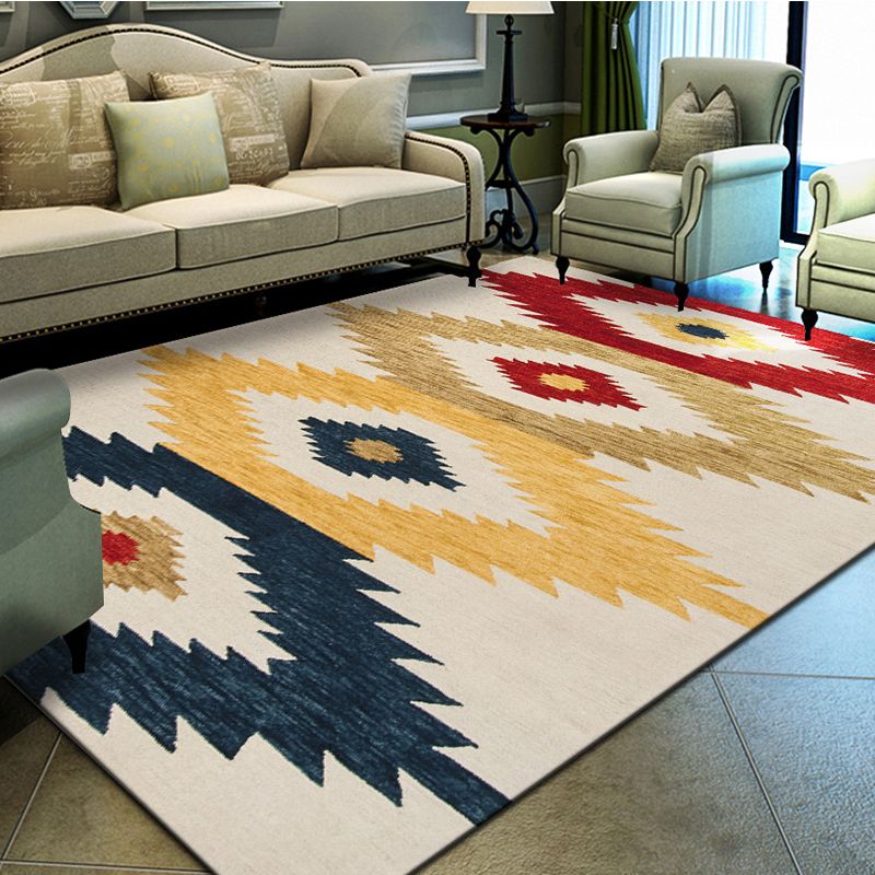 Unique Geometrical Print Rug Multi Color Modern Carpet Synthetics Stain Resistant Washable Non-Slip Backing Rug for Home