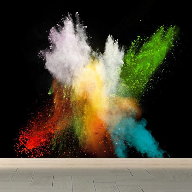 Waterproof Rainbow Explosion Wall Mural Modern Non-Woven Wall Covering, Personalized Size