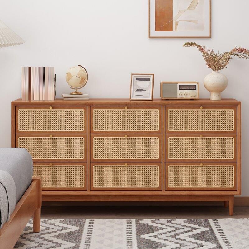 Traditional Storage Chest Dresser Wooden Chest with 9 Drawers